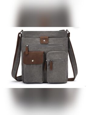 Canvas Crossbody Messenger Bag - Brown